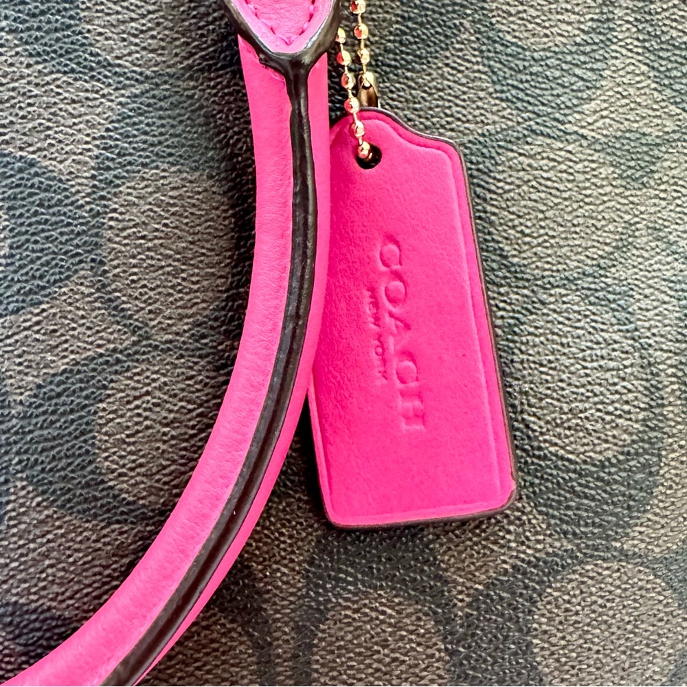 Coach Brown Signature Satchel with Hot Pink Trim & Coach wristlet - Picture 5 of 16